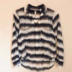 BCBG cropped silk blouse in zebra prints, size XXS